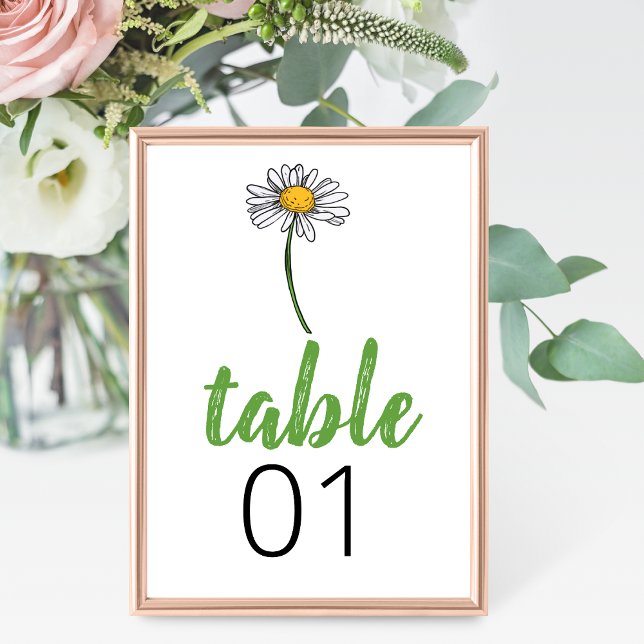 Minimalistische Daisy Wedding Tischnummer (Von Creator hochgeladen)