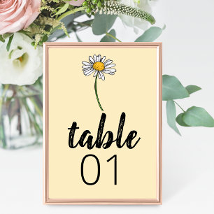 Minimalistische Daisy Wedding Tischnummer