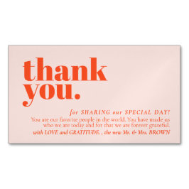 Minimalistische Danke-Notiz links Orange Pink Magnetische Visitenkarte