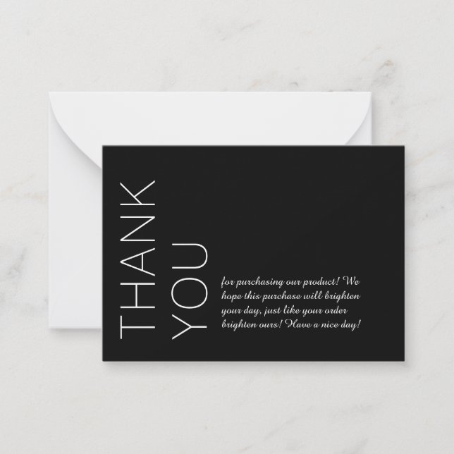 Minimalistische Dankeschön an Schwarz & Weiß Mitteilungskarte (Vorderseite)