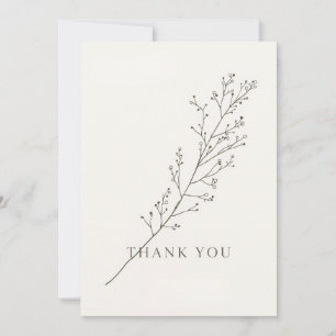 Minimalistische Dankeskarten mit Line-Art-Blumenmu Einladung