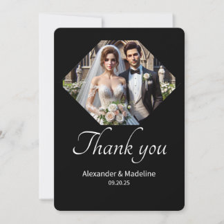 Minimalistische Dankkarte Hochzeitskarte Schwarz/W Dankeskarte