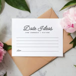 Minimalistische Date Night Ideas Wedding Advice Ca RSVP Karte<br><div class="desc">Mit unserer Minimalistischen Date Night Ideas Wedding Advice Card verbinden Sie Eleganz und Praxisnähe zu Ihren Hochzeitsfeiern und fügen so eine einzigartige Touch hinzu. Diese Karten sind schlicht und stilvoll gestaltet und dienen als angenehmer Sake für die Jungvermählten und sorgen für eine unterhaltsame Unterhaltung für die Gäste.</div>