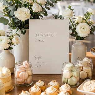 Minimalistische Dessertbar-Hochzeitstafel Sockelschild