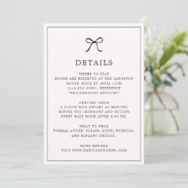Minimalistische Details-Karte des Schwarzen Bows Save The Date