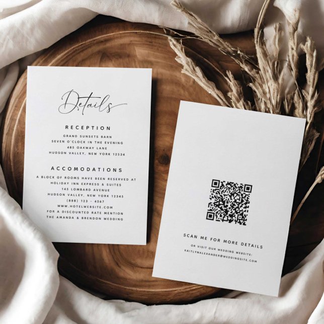 Minimalistische Details QR Code Hochzeitkarte Begleitkarte (Von Creator hochgeladen)