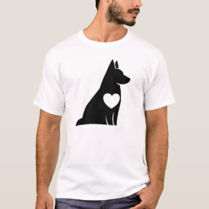 Minimalistische Deutsche-Schäferhund-Herz-Silhouet T-Shirt