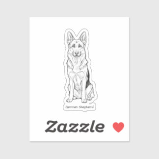 Minimalistische Deutsche Schäferhund-Linienkunst  Aufkleber