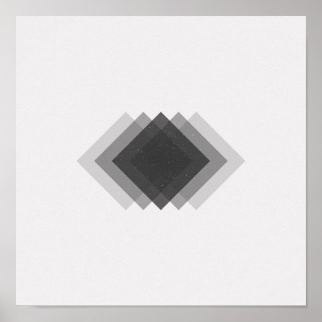 Minimalistische Diamanten Schwarz-Weiß-Poster Poster (Vorne)