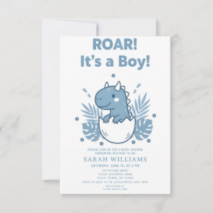 minimalistische Dinosaurier-Baby-Party für Jungen Einladung