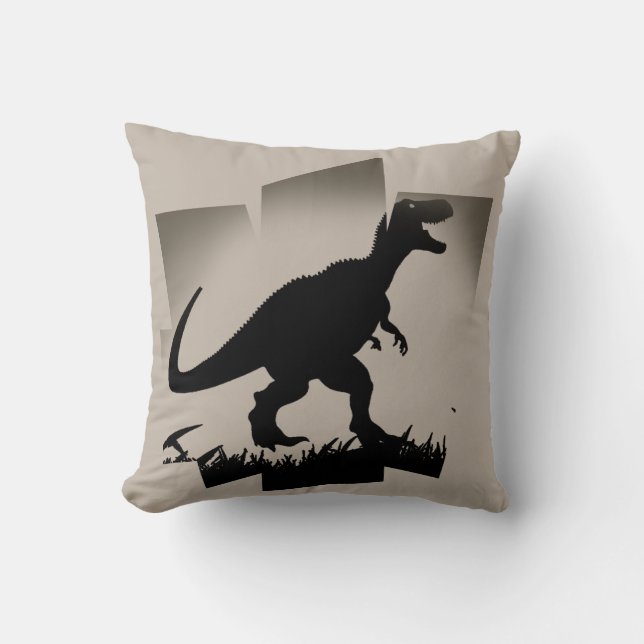 Minimalistische Dinosaurier-Silhouette im Grasfeld Kissen (Vorderseite)