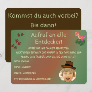 Minimalistische Dinosaurus Uitnodiging – Geburtsta Einladung