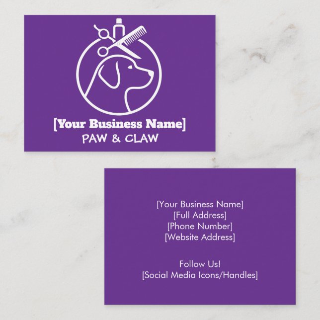 Minimalistische Dog Groomer-Visitenkarte Visitenkarte (Vorne/Hinten)