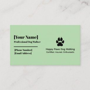 Minimalistische Dog Paw Print Dog Walker Business Visitenkarte