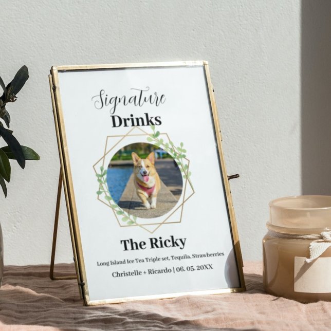 Minimalistische Dog Signature Drinks Hochzeit Bar  Poster (Von Creator hochgeladen)