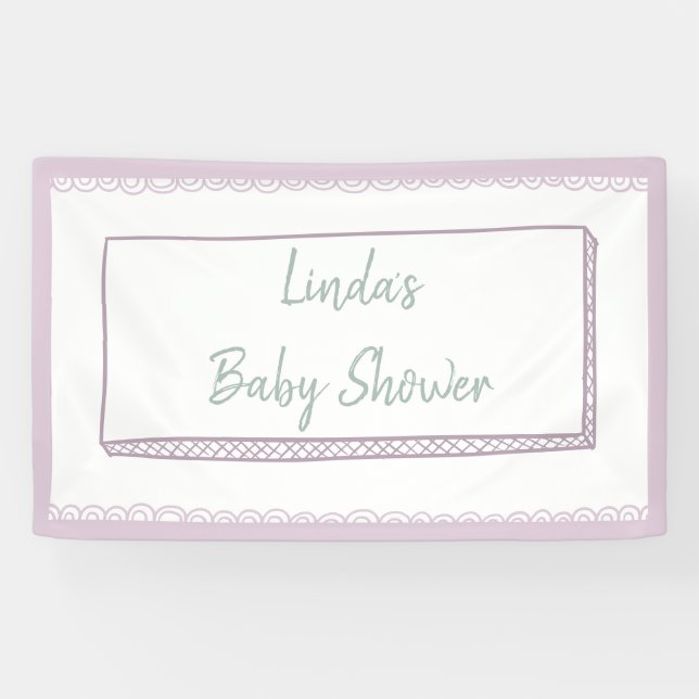 Minimalistische Doodles Babydusche Banner (Horizontal)