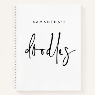 Minimalistische Doodles Name Schwarz-weißes Skizze Notizbuch