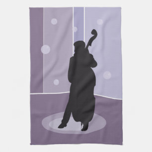 Minimalistische Double-Bass-Silhouette-Musik-Kunst Handtuch
