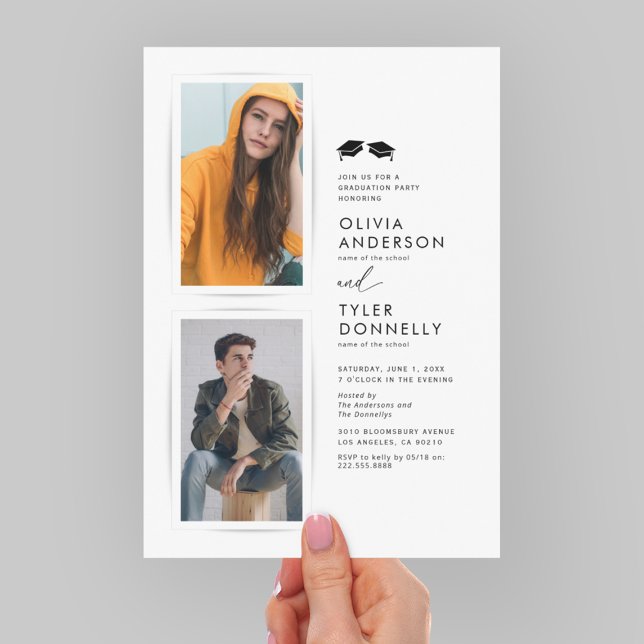 Minimalistische Double Graduation Party Einladung (Von Creator hochgeladen)