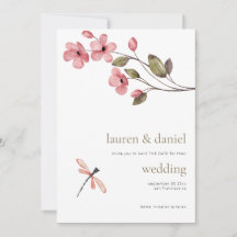 Minimalistische Dragonfly-Wildblume QR Blue Weddin