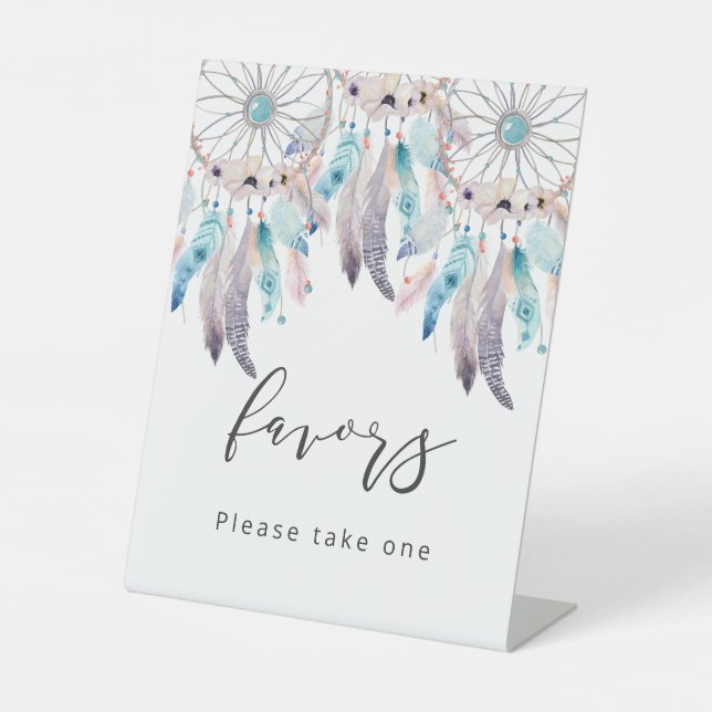 Minimalistische Dream Catcher Boho Kinderduschfavo Sockelschild (Vorderseite)