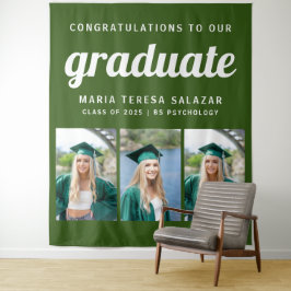 Minimalistische Drei-Foto-Abschluss-Tapestry | Grü Wandteppich