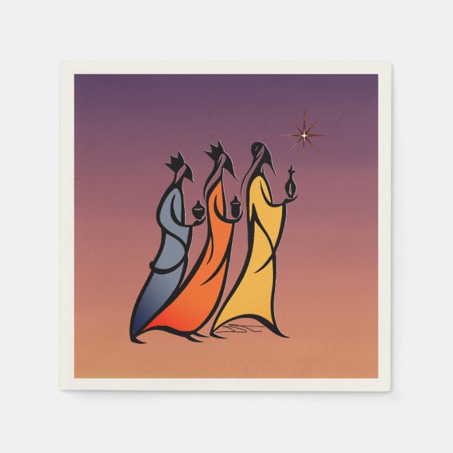 Minimalistische Drei Weisen Serviette (Vorderseite)
