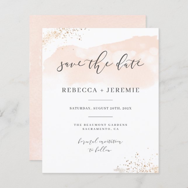 Minimalistische Druckfarbe Save the Date (Vorne/Hinten)