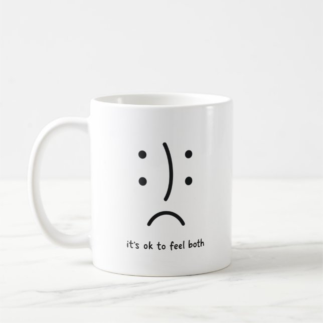 Minimalistische Dual-Emotion-Gesichtstasse Kaffeetasse (Links)