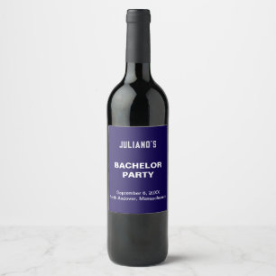 Minimalistische dunkelblaue Junggesellenabschieds- Weinetikett
