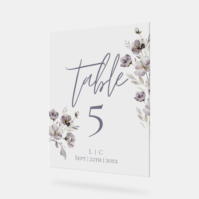 Minimalistische dunkelgraue Tischnummer Acrylschild (Winkel)