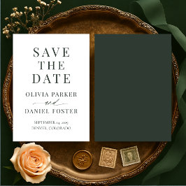 Minimalistische dunkelgrüne Hochzeit Save the Date