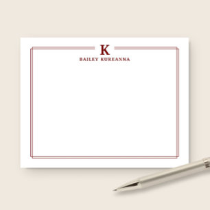Minimalistische dunkelrote Zweirahmen-Papeterie mi Mitteilungskarte