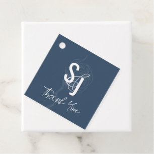 Minimalistische dunkle Navy-Baumwoll-Blumen-Dankes Geschenkanhänger