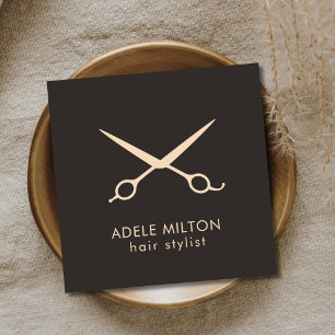 Minimalistische dunkle Pastell-Schere Friseur Quadratische Visitenkarte