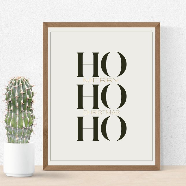 Minimalistische dunkle Pine Green "HO HO HO" Grafi Poster (Von Creator hochgeladen)