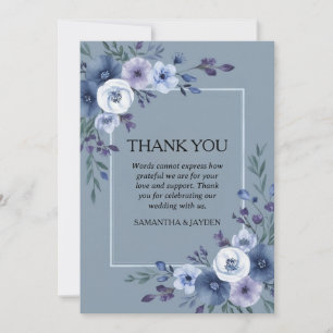 Minimalistische dustische Blütenhochzeit Dankeskarte