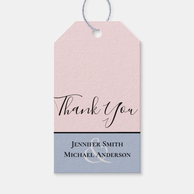 Minimalistische Dusty Blue Blush Pink Wedding Geschenkanhänger (Vorderseite)