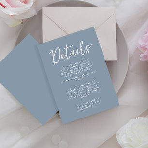 Minimalistische Dusty Blue Calligraphy Wedding Det Begleitkarte
