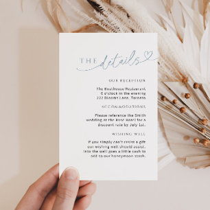 Minimalistische Dusty Blue Detail Card mit Herz Begleitkarte
