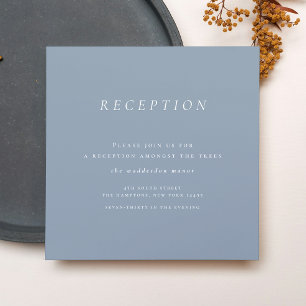Minimalistische Dusty Blue Hochzeitsempfang Begleitkarte