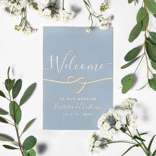 Minimalistische dusty blue Kalligrafie Hochzeitsbe Poster