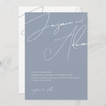 Minimalistische Dusty Blue Script Typografy Weddin
