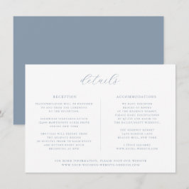 Minimalistische Dusty Blue Wedding Details Card Einladung