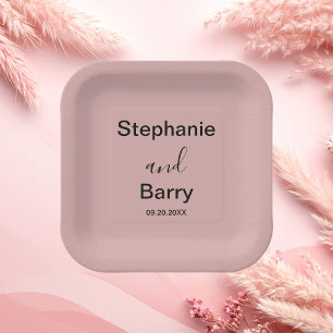Minimalistische Dusty Pink Hochzeit Pappteller