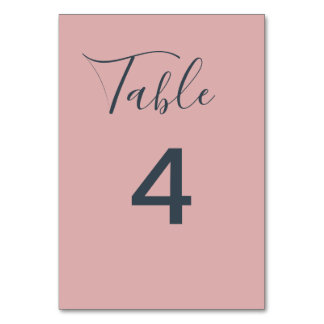 Minimalistische Dusty Pink Hochzeit Tischnummer