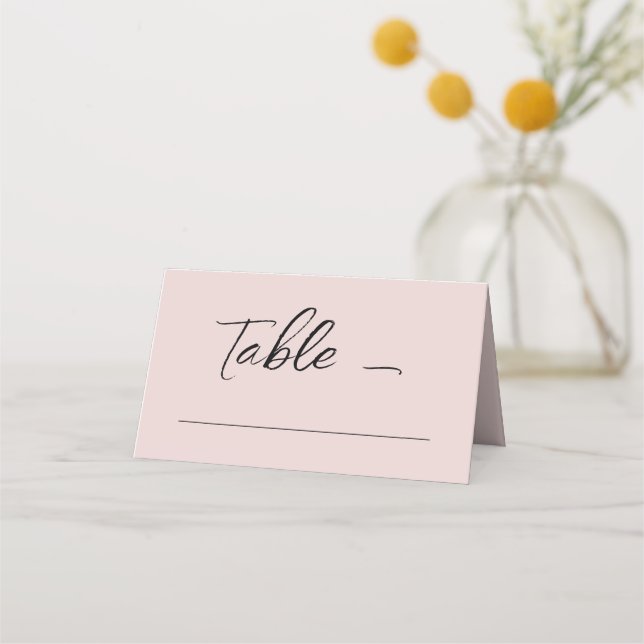 Minimalistische Dusty Pink-Tischnummer Platzkarte (Vorderseite)