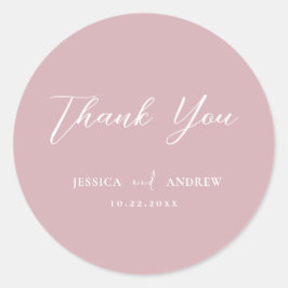 Minimalistische Dusty Pink & White Einfache Hochze Runder Aufkleber