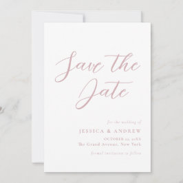 Minimalistische Dusty Pink & White Einfache Hochze Save The Date
