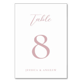Minimalistische Dusty Pink & White Einfache Hochze Tischnummer